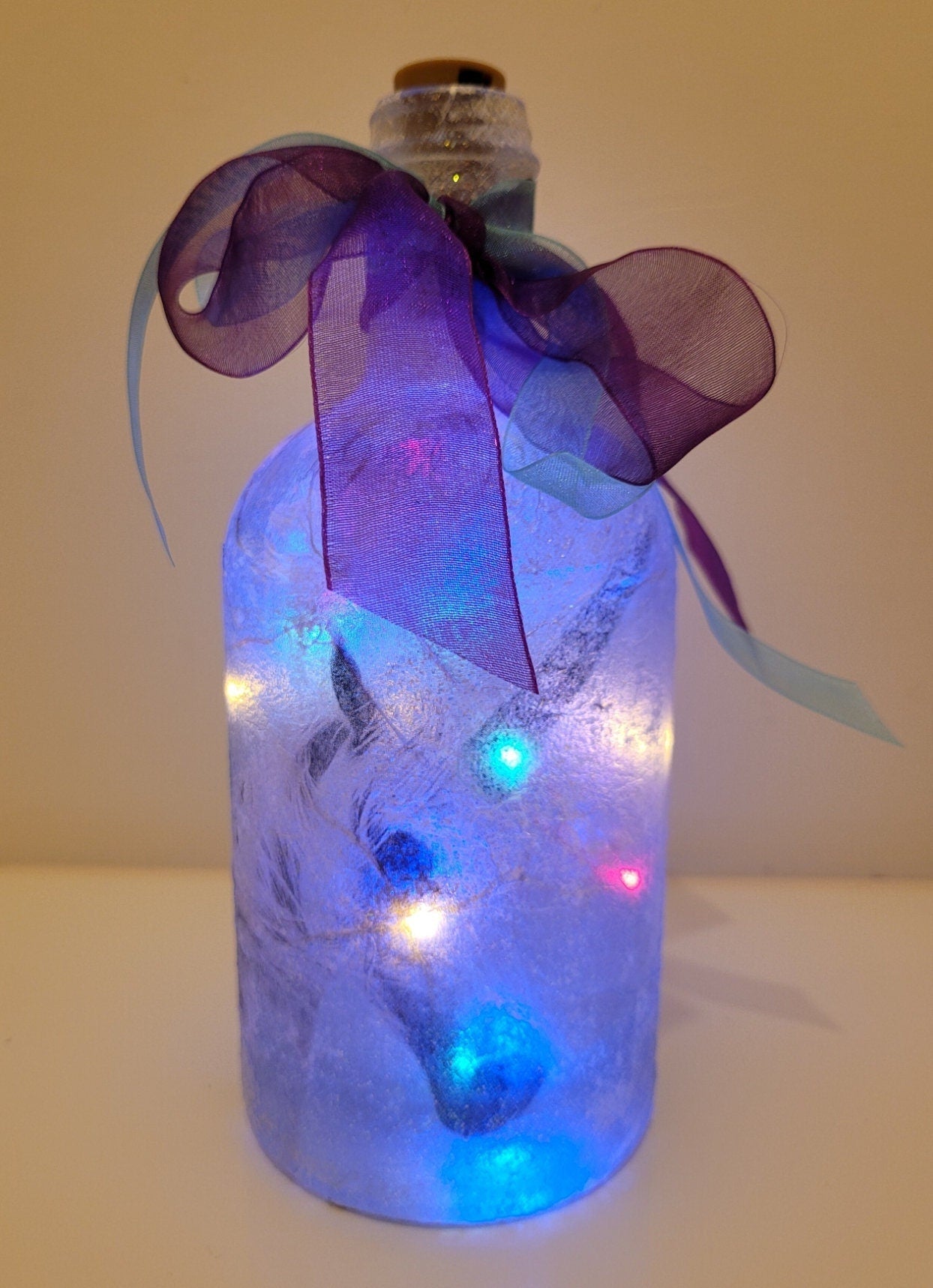 Decoupage Unicorn Bottle Lamp - Quantock Inspiration