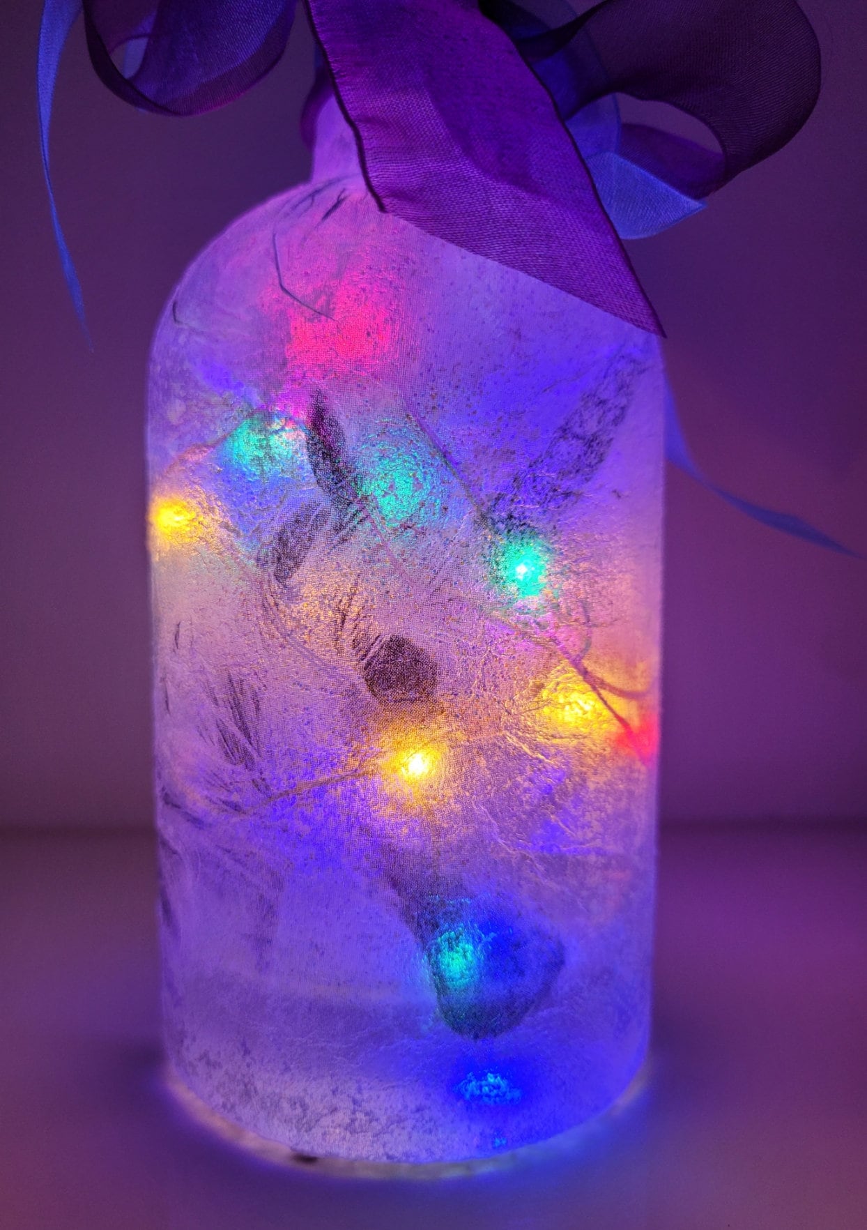 Decoupage Unicorn Bottle Lamp - Quantock Inspiration