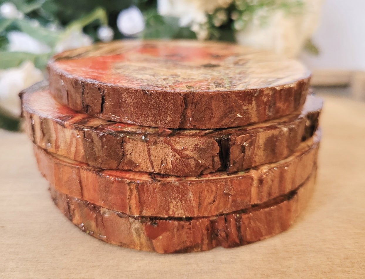 Decoupage Wood Slice Fox Coasters - Quantock Inspiration