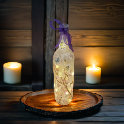 Butterfly Flower Bottle Lamp | Decoupage LED Light | Quantock Inspiration