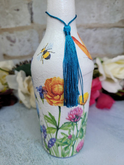 Glass bottle soap dispenser, decoupage soap dispenser, recycled bottle dispenser, soap dispenser - Quantock Inspiration