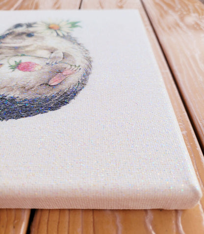 Decoupage image of a Hedgehog n a canvas