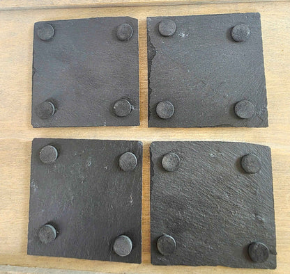 Hand Engraved Hedgehog Slate Coasters – Set of 4 | Rustic Country Gift