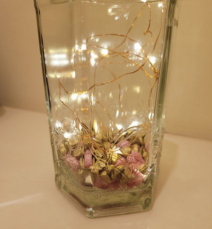 Hexagonal Bottle Lamp with Coloured Stones - Quantock Inspiration
