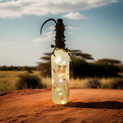 Giraffe Bottle Lamp | Decoupage LED Lighting | Quantock Inspiration