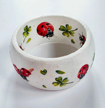 Wooden Ladybird Bangle | Decoupage Bracelet for Girls | Quantock Inspiration