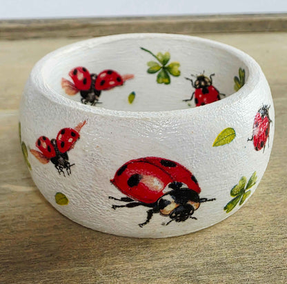 Wooden Ladybird Bangle | Decoupage Bracelet for Girls | Quantock Inspiration