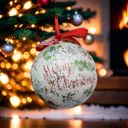 Merry Christmas Baubles | Handmade Decoupage Set of Two | Quantock Inspiration