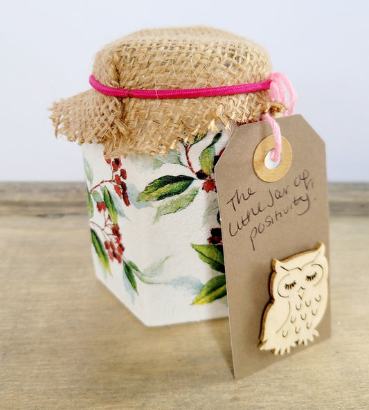 Mini Mindfulness Gift Jar | Decoupage Wellness Pot | Quantock Inspiration