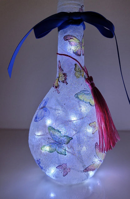 Pair of Miniature Decoupage Bottle Lamps - Quantock Inspiration