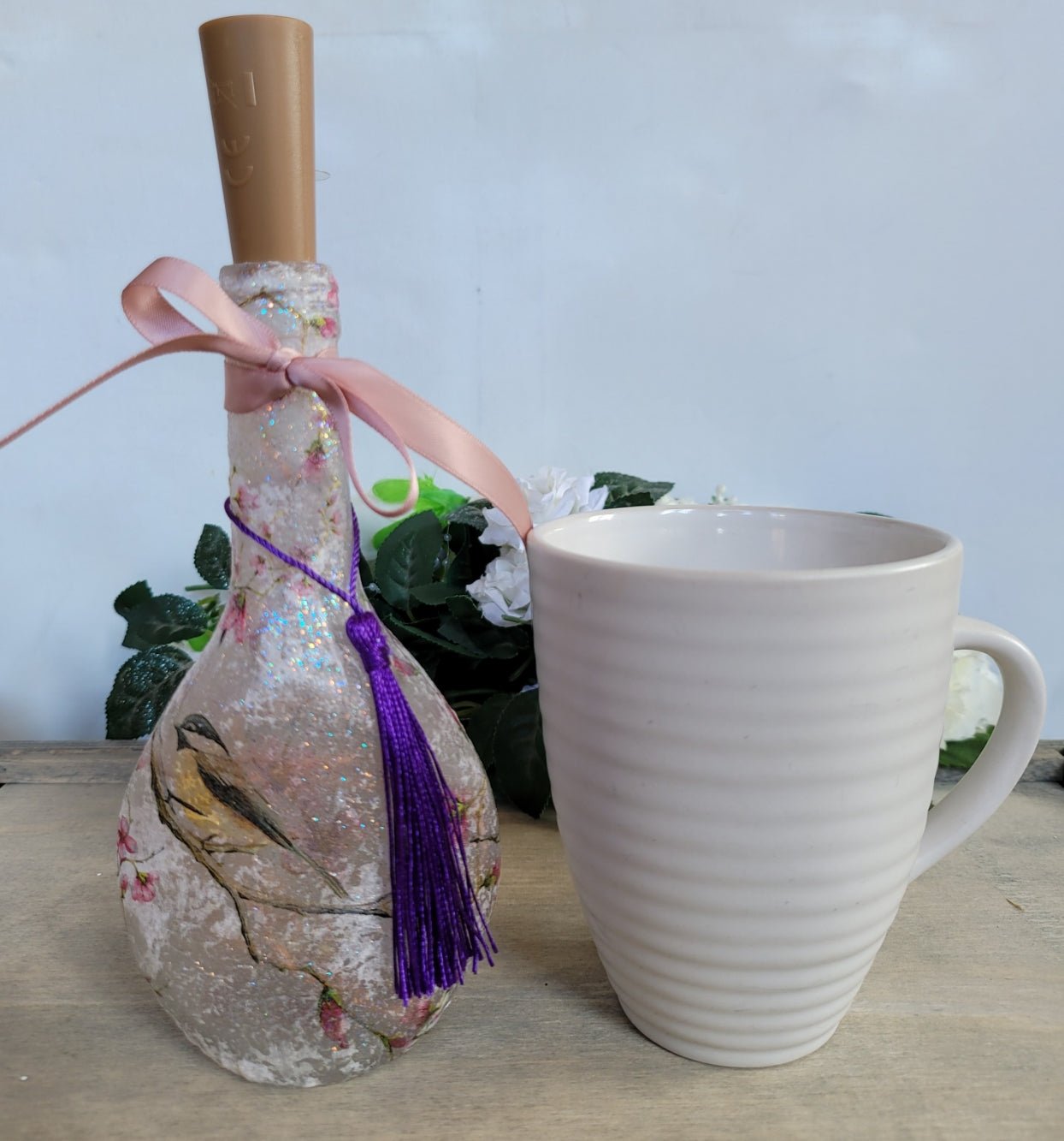 Pair of Miniature Decoupage Bottle Lamps - Quantock Inspiration