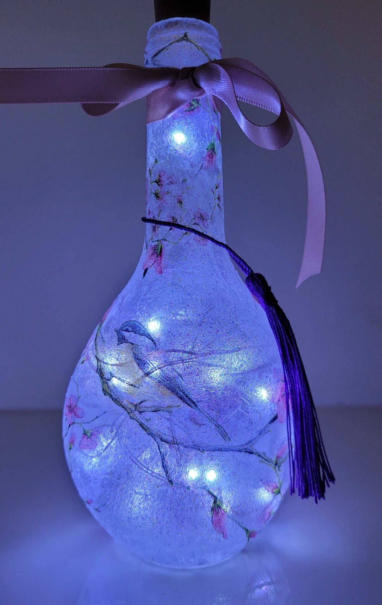 Pair of Miniature Decoupage Bottle Lamps - Quantock Inspiration