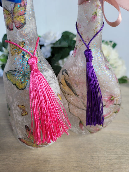 Pair of Miniature Decoupage Bottle Lamps - Quantock Inspiration