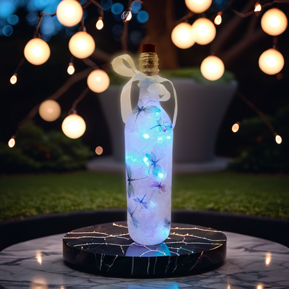 Dragonfly Bottle Lamp | Upcycled Decoupage LED Light | Quantock Inspiration