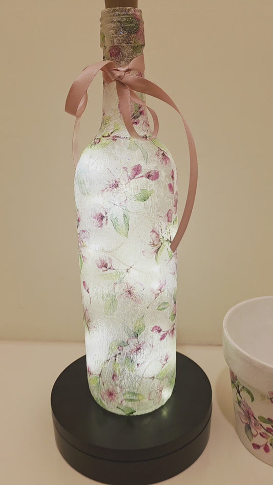 Handmade Floral Bottle Lamp & Flower Pot Gift Set | Nature-Inspired Home Décor | Quantock Inspiration
