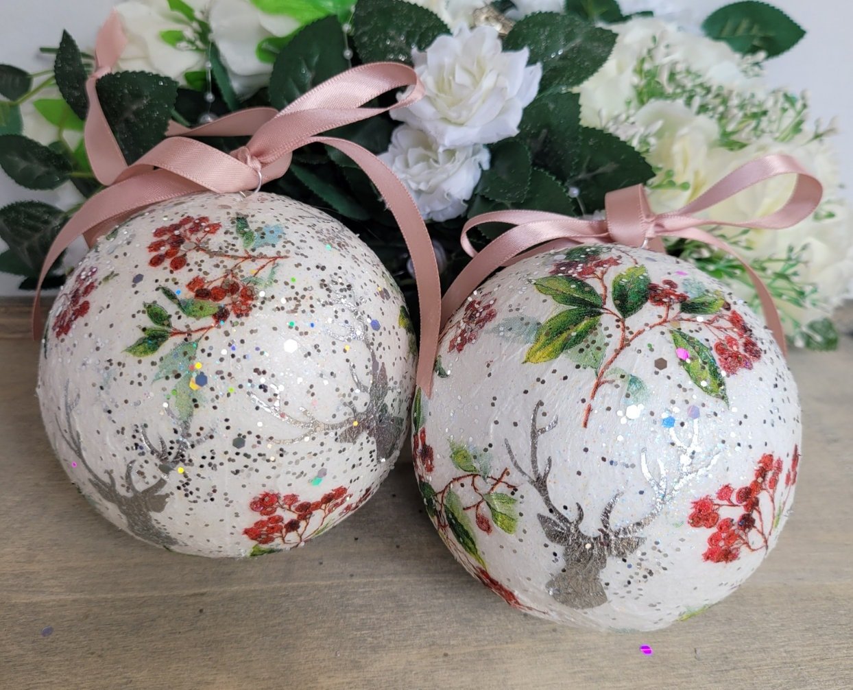 Stag and Berries Christmas Baubles - Quantock Inspiration