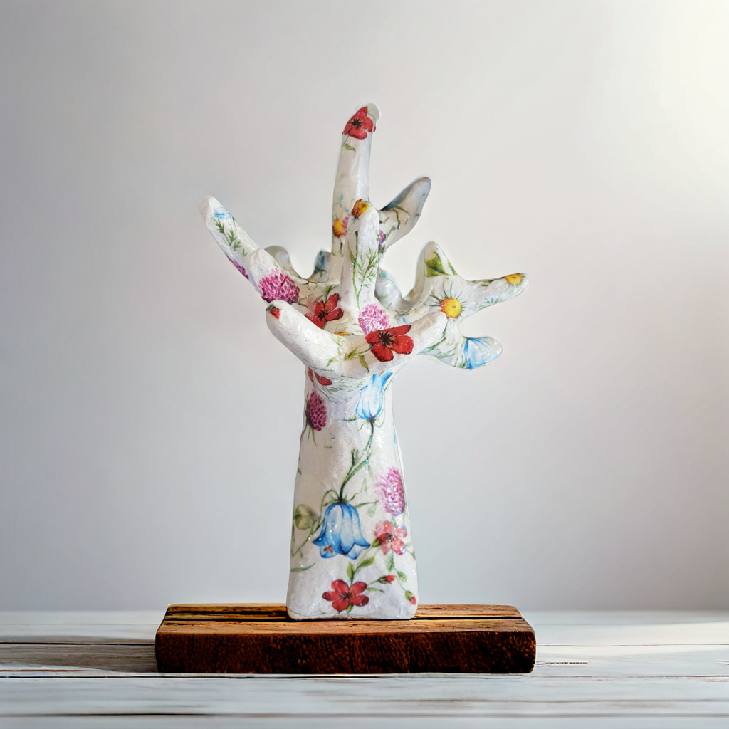 Tree Shaped Ring Holder | Handmade Floral Decoupage | Quantock Inspiration