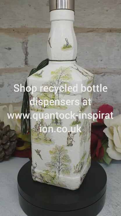 Wildlife Soap Dispenser | Recycled Decoupage Glass | Quantock Inspiration